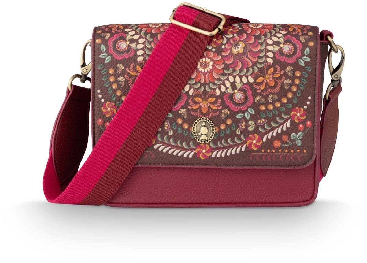 Pip Studio - Crossbody Tas - Fenna Small II Ricamo - Donkerrood - 19x6x16cm