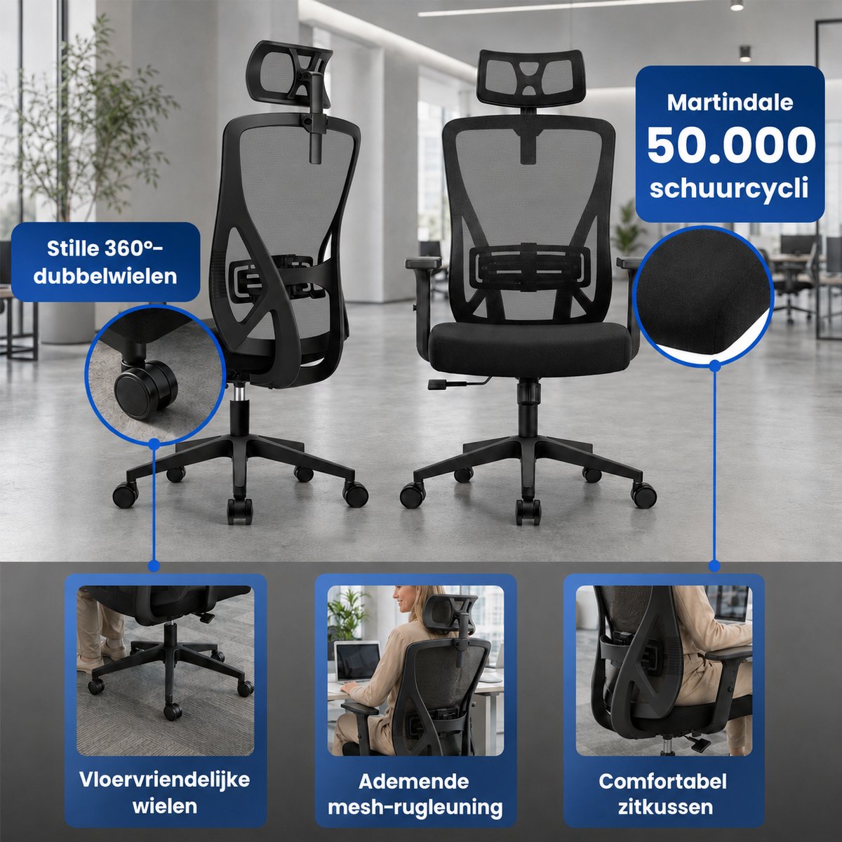 Durrafy Ergonomische Bureaustoel - Bureaustoel - Office - afbeelding 3