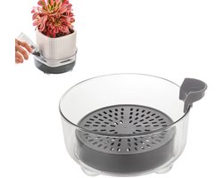 Transparante, zelfwaterende bloempot - draaibaar ontwerp voor eenvoudig opbergen - geen dagelijkse bewatering nodig - bloempot voor thuisgebruik - geschikt voor kamerplanten - 17,5 x 9 cm