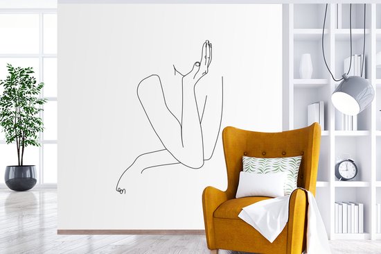 Behang - Fotobehang Line art - Vrouwen - Abstract - Handen - Breedte 280 cm x hoogte 280 cm