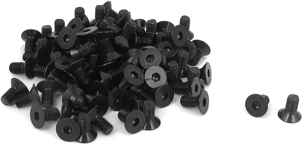 M3 x 6mm Metrische Hex Socket Verzonken Hoofd Schroef Bouten Zwart 100 STKS