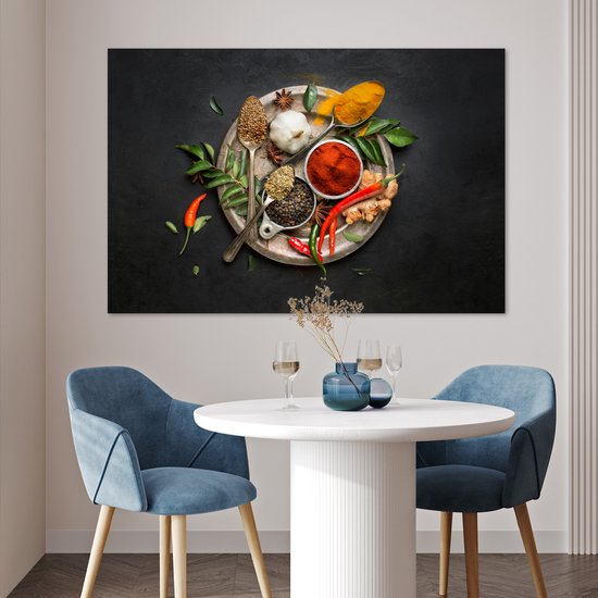 Herbes sur papier affiche plaque argent 120x80 cm - Tirage photo sur Poster (décoration murale salon / chambre)