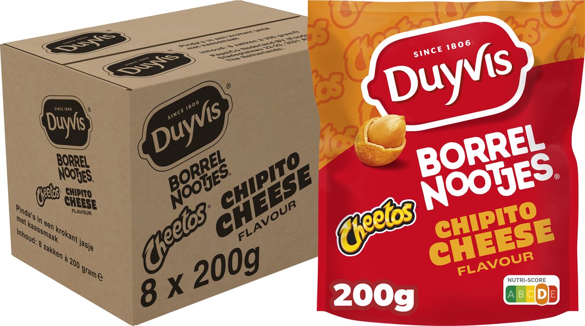 DUYVIS BORRELNOOTJES CHEETOS CHIPITO CHEESE FLAVOUR 8X200GR