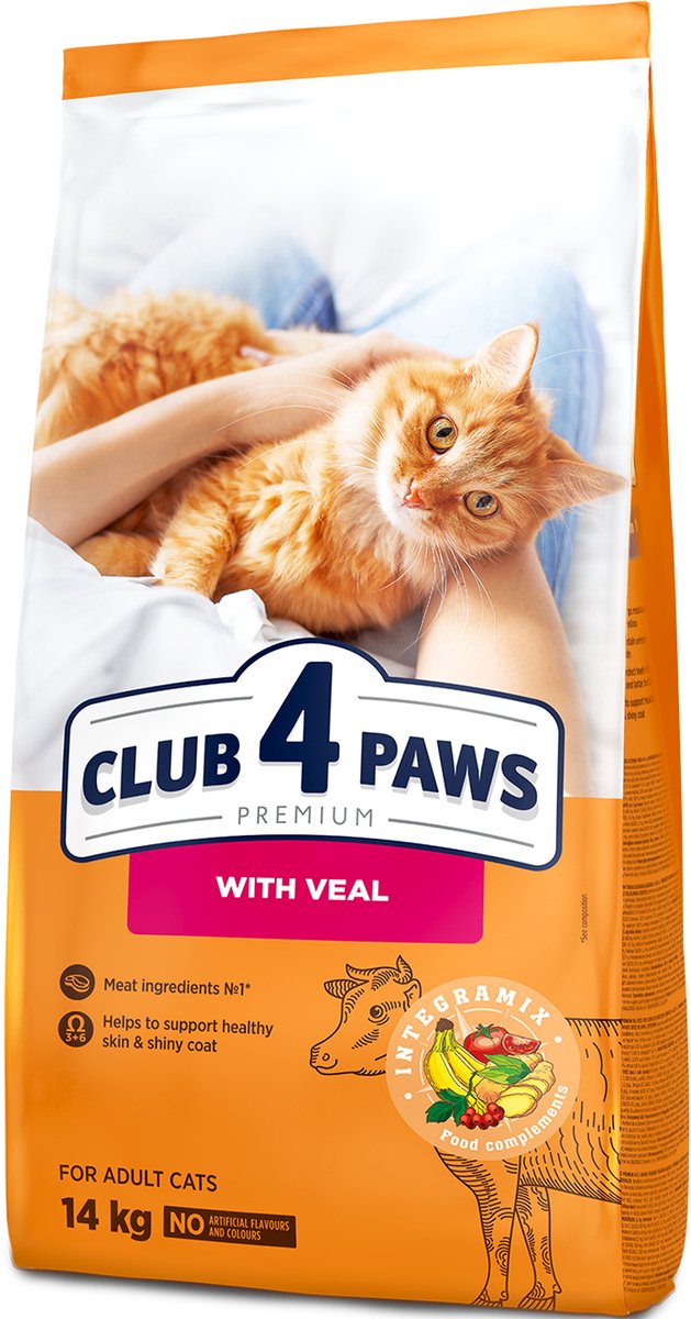 Club 4 Paws Club 4 Paws premium droogvoer met kalfsvlees - adult cats 14 kg