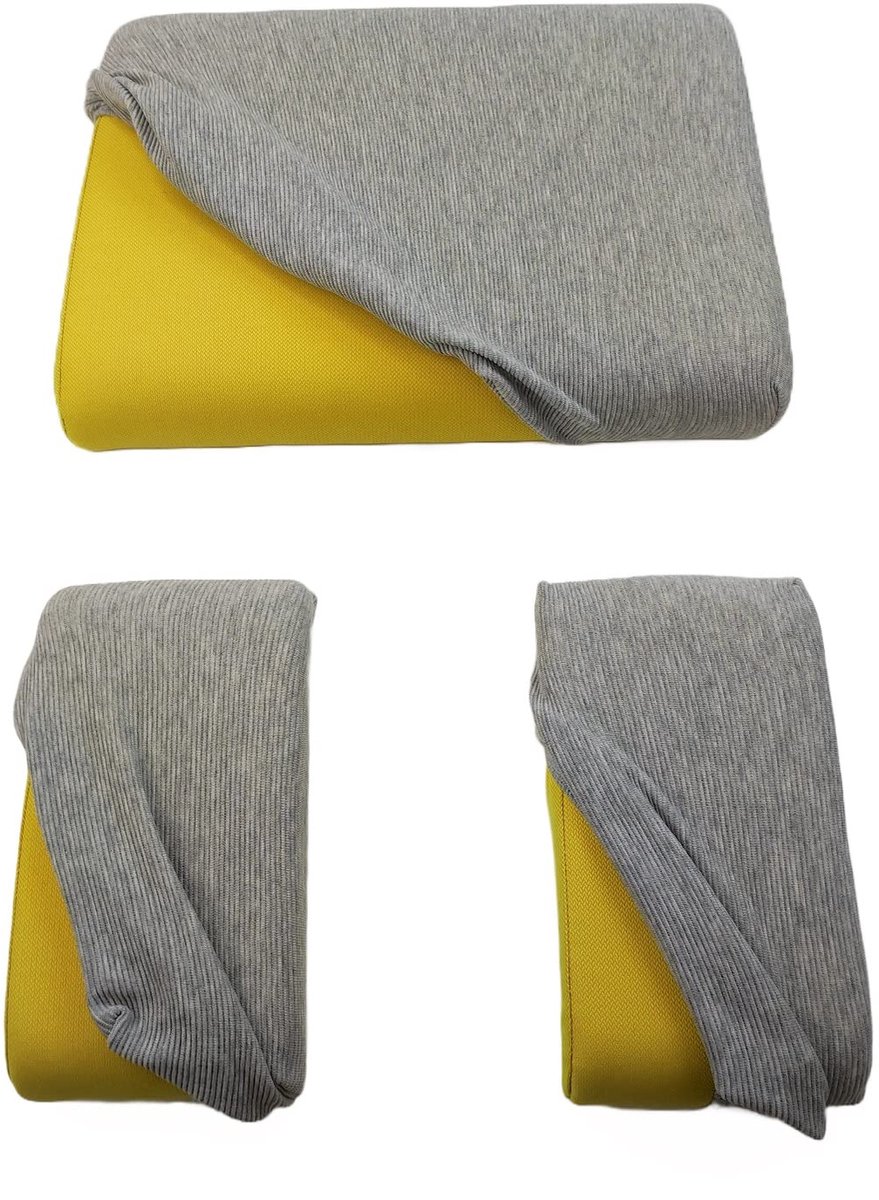 ergositting Set stretch stoelhoezen, lichtgrijs, voor ergonomische stoelen - 3 stuks (zitting + 2 kniebescherms)