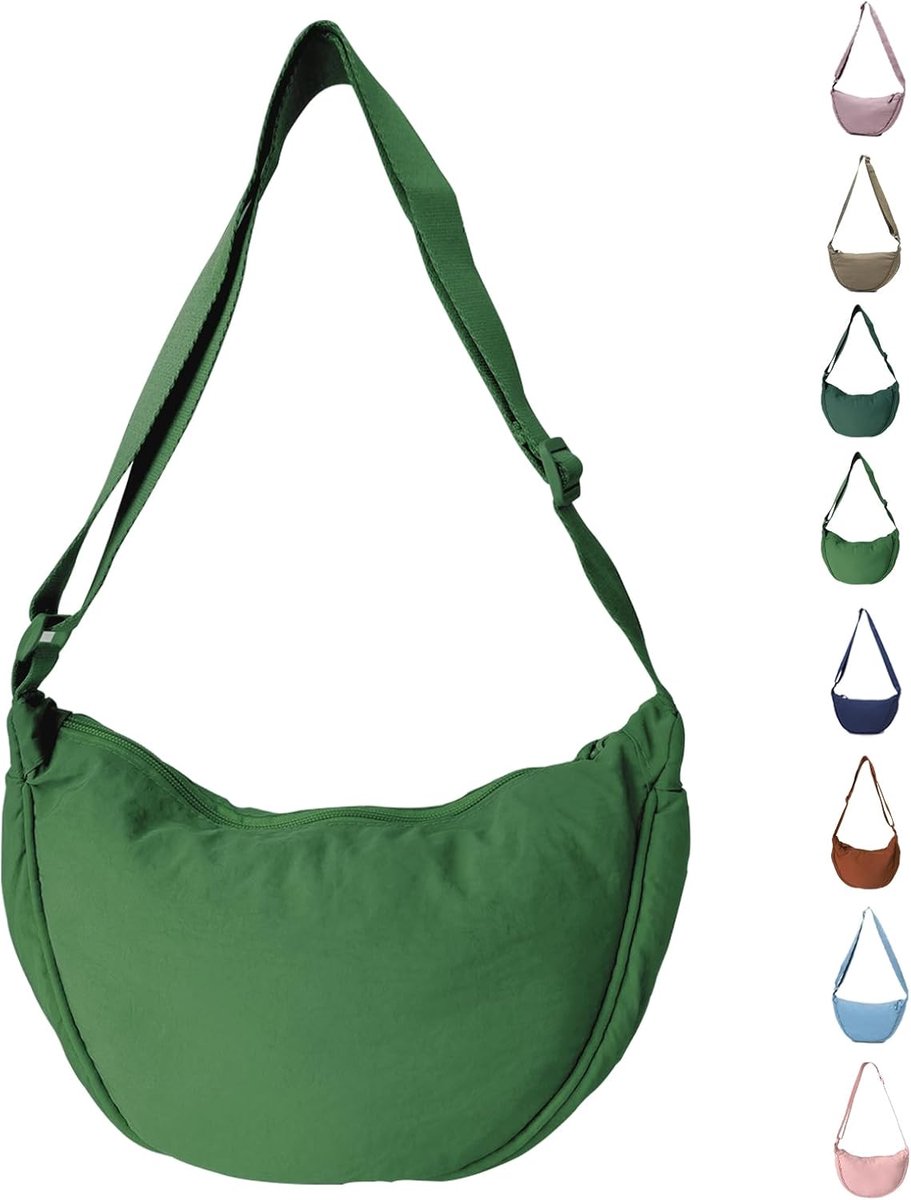 maan tas voor dames, nylon, crossbody moontas, hobo halve maan, schoudertas, dumpling schoudertas met verstelbare riem, voor dames en meisjes
