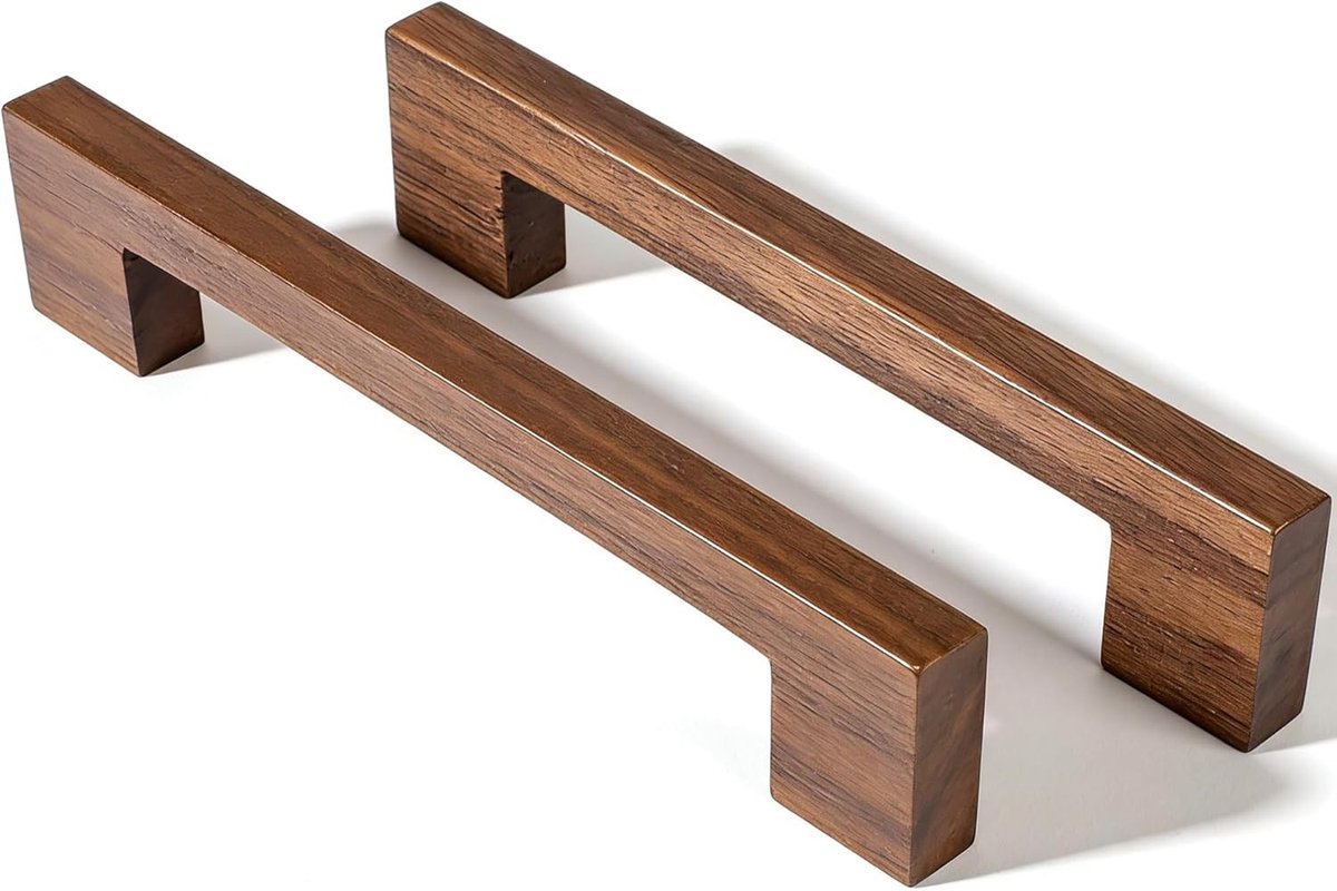 4 Stuks Zwarte Walnoot Kastenhandgrepen voor Keukenkasten en Ladderladen, Gatafstand 192MM, Duurzaam en Stijlvol Design