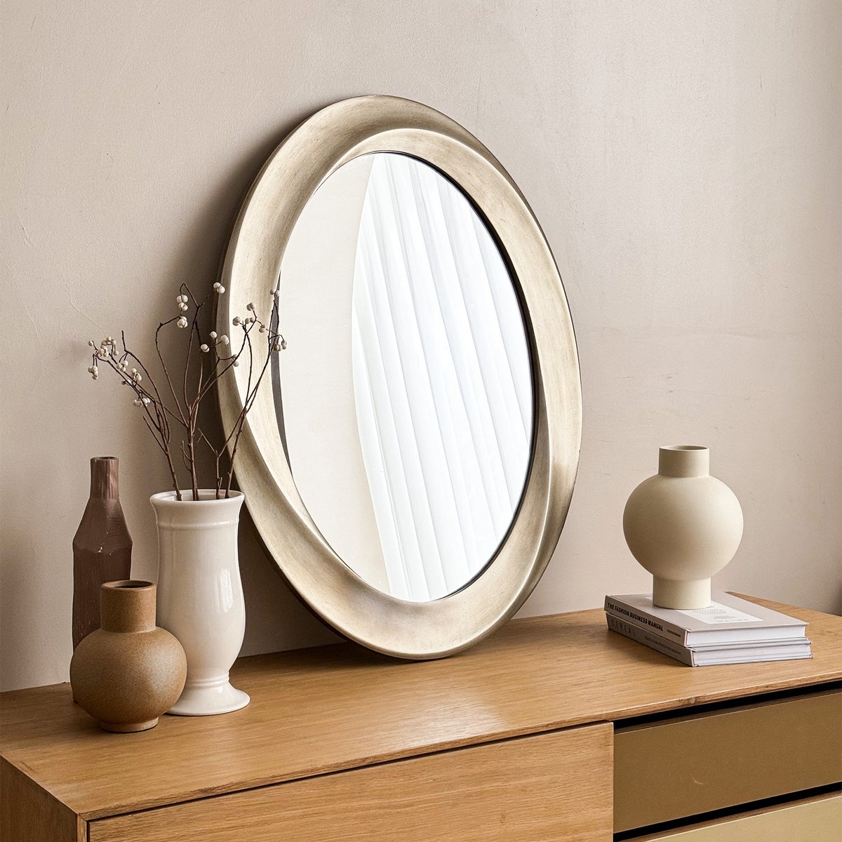 Artloge Ovale Wandspiegel - Antieke Barokke Spiegel - Schuine Gouden Lijst - 60 x 80 cm