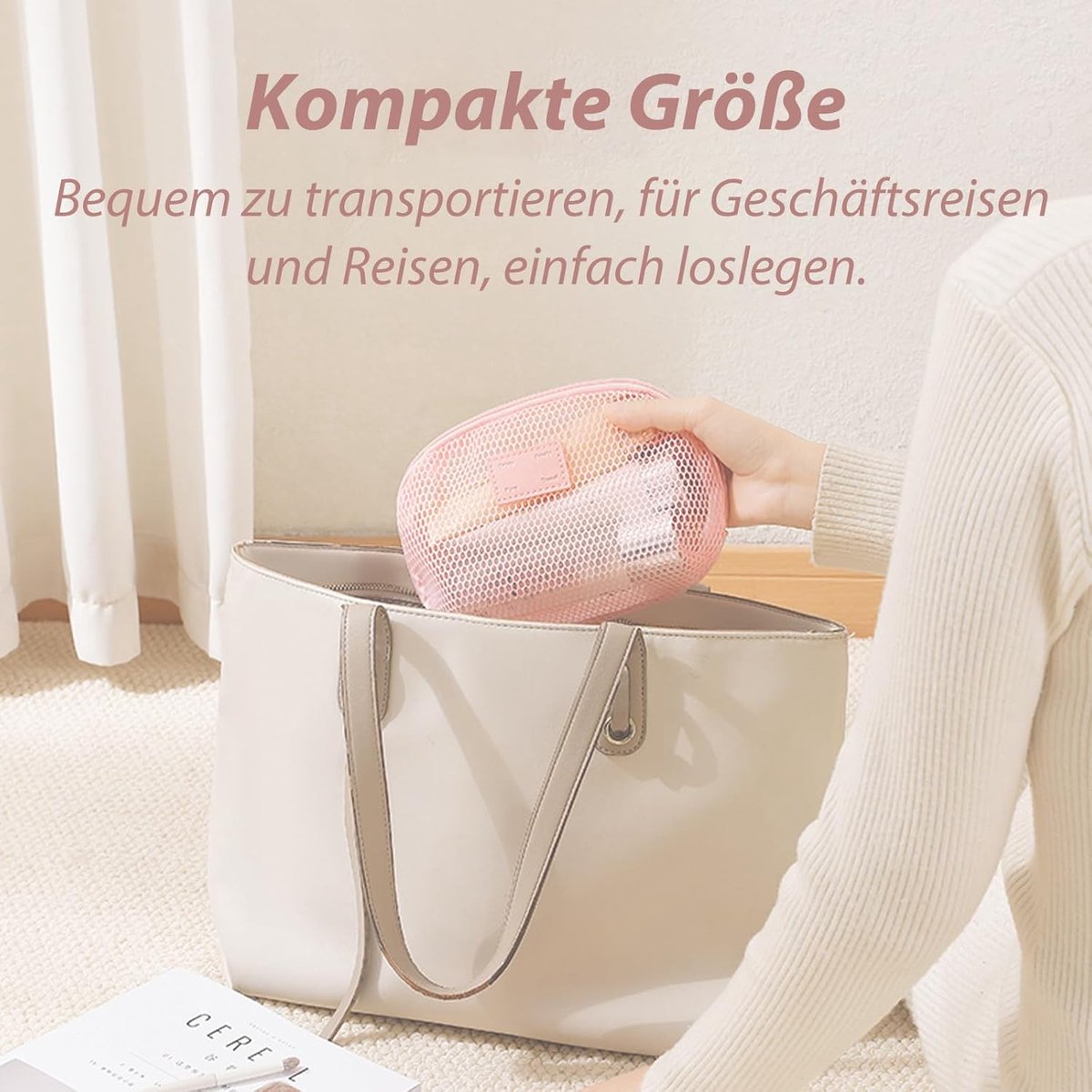 Set van 2 ritszakken vliegtuig, vakantie-must haves, kleine make-uptas, klein, reis-toilettas, klein, multifunctionele toilettas, ritstas, kleine toilettas, cosmeticatas voor dames, A, Dagelijks model