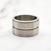Mei's - Viking Runic Spinner - ring heren - runen - RVS zilver - ringmaat 61 mm