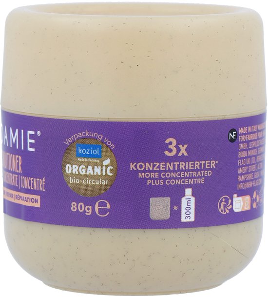 FOAMIE Conditioner Concentraat, 80g, biologisch, paarse band met '3x geconcentreerder'.