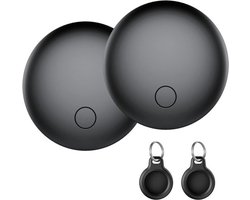 SmartTag voor Apple - 2x GPS Tracker + 2x sleutelhanger- Bluetooth Tracker & Keyfinder voor Sleutels, Koffer & Locatie - Smart Finder Compatibel met AirTag & Find My Tag - IP67 Waterdicht - 2 Stuks - Zwart
