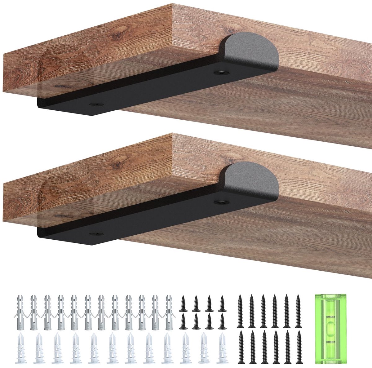 Plankdragers 15 cm, zware wandgemonteerde hoek plankdragers met lippen, voor industrieel, rustiek, modern decor, zwart