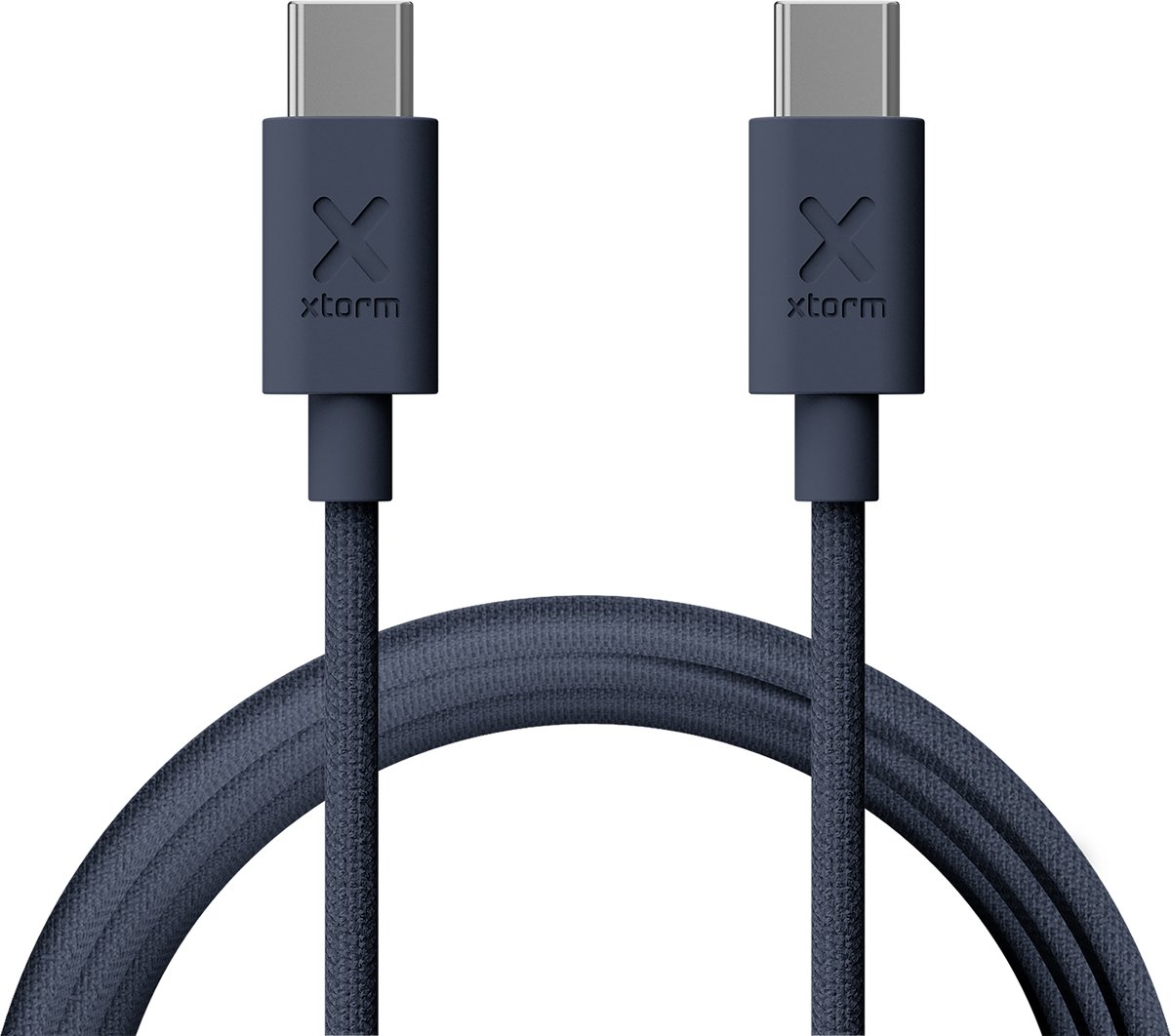 Xtorm USB-C PD 100W Kabel - 1 Meter - Snellader - Extra stevige USB-C Kabels - Power Delivery Oplaadkabel geschikt voor Laptop/MacBook/Android - Blauw