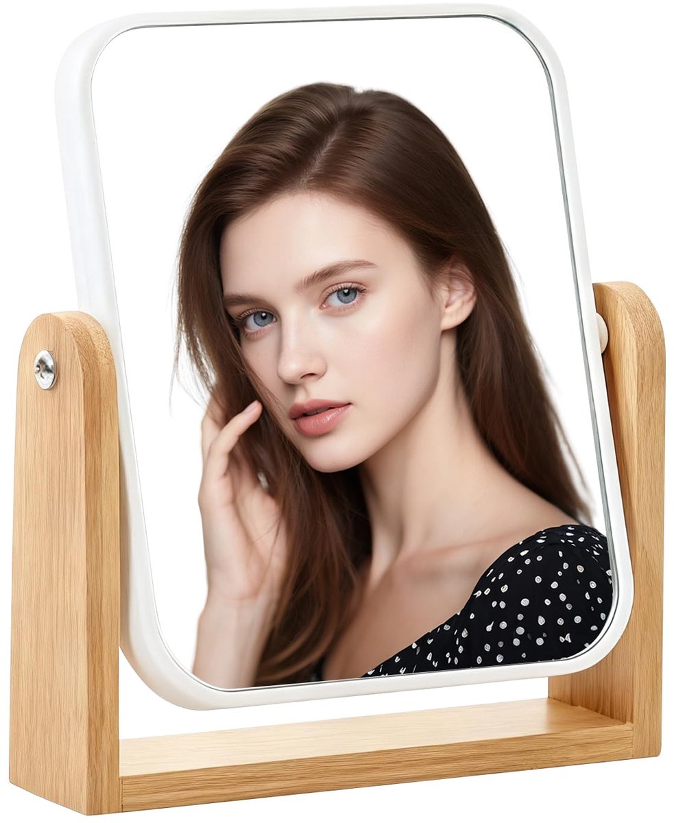 Spiegel met vergroting, 360° draaibare tafelspiegel, super HD dubbelzijdige spiegel, make-upspiegel voor make-up, gezichtsverzorging en scheren
