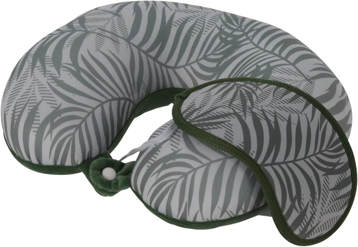 nekkussen neksteunkussen slaapkussen reiskussen relaxkussen met slaapmasker, zacht compact licht, voor camping vakantie, als reisgenoot voor de auto, trein vliegtuigreizen (groen)