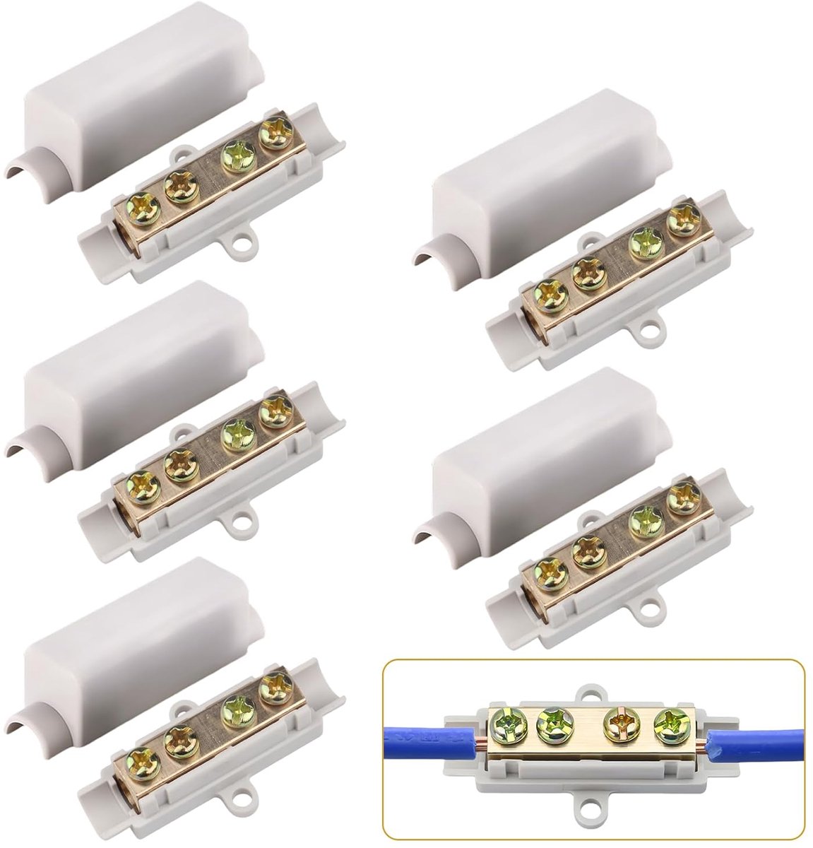 metalen connector van messing met dubbele schroef, ABS-behuizing, stootdraadvergrendelingsblok, 1000 V, 100 A, geschikt voor 2,5 tot 16 mm² draad voor plafondlampen,