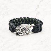Mei's - Viking Shadow Survivor - armband heren - wolf - RVS zwart/groen - polsmaat 16,5 cm