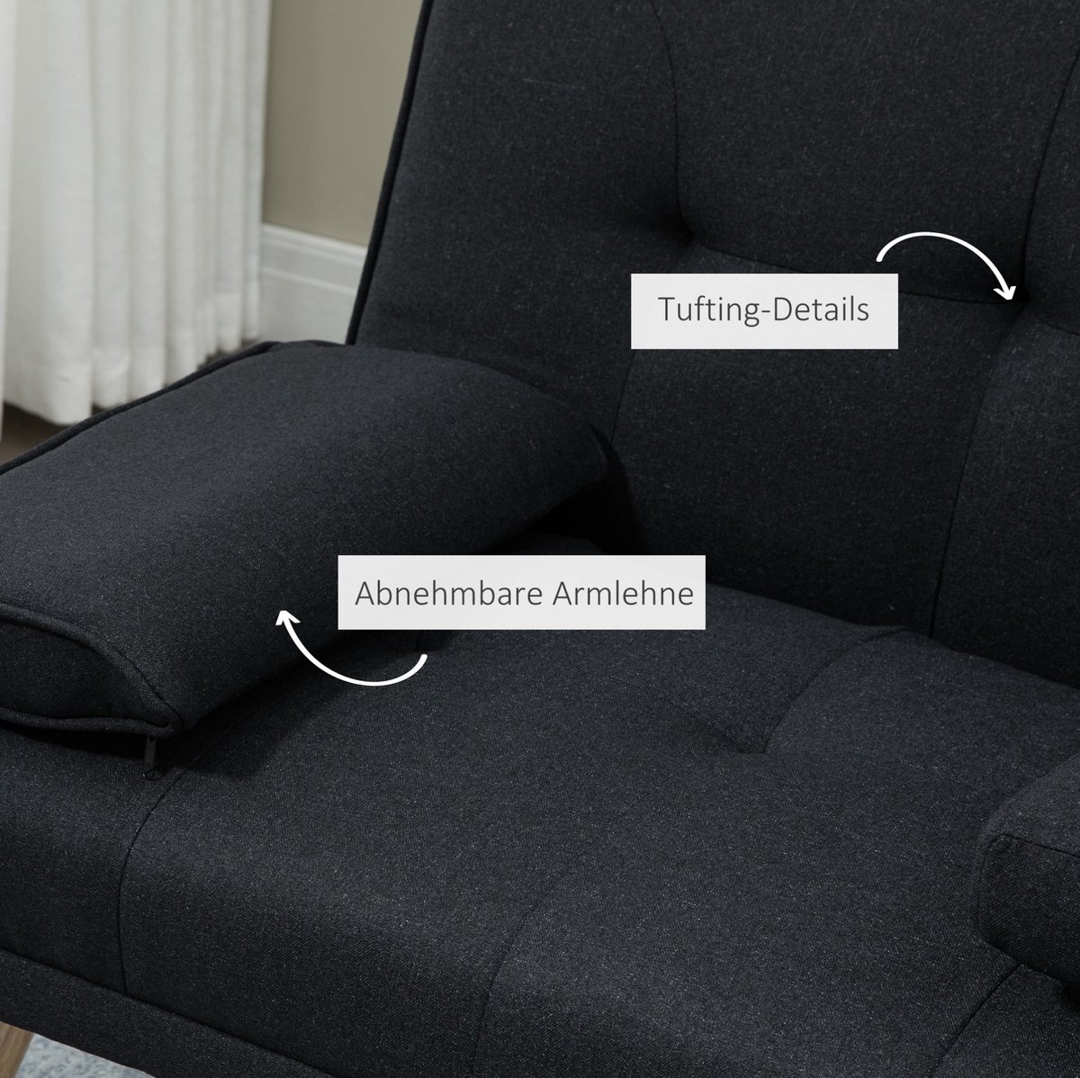 MIVRAY Slaapbank 3-Zits 181 Cm - Klaptafel Met Bekerhouder En Verstelbare Rugleuning - Voor Woonkamer - Polyester Grijs