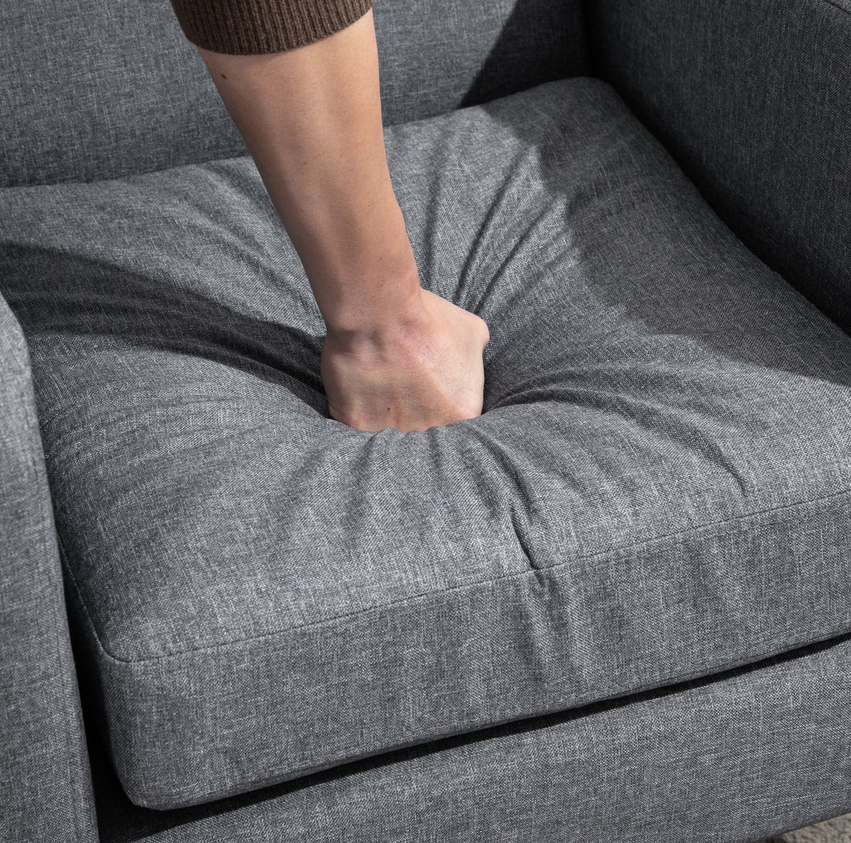 MIVRAY Fauteuil 66 x 72 x 74 cm - Comfortabele Gevoerde Relaxstoel Met Armleuningen - Voor Woonkamer En Leeshoek - Stof Lichtgrijs