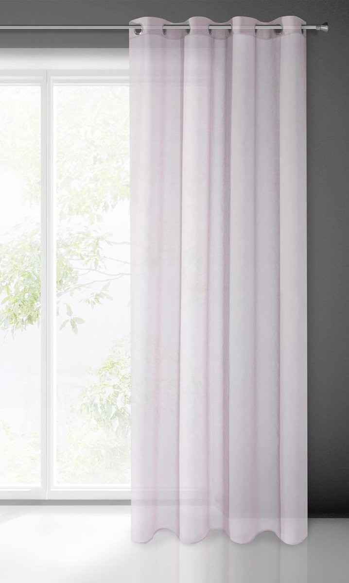 Argea-gordijn, gladde, transparante oogjes - 1 stuk. Clear Elegant Elegant Glamour van hoge kwaliteit, slaapkamer, woonkamer, Etamin, roze, 250,00 x 140,00 cm