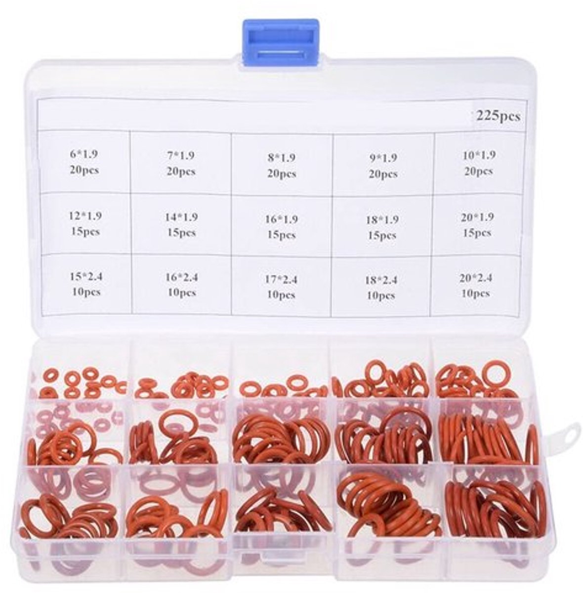Dailygoody - Siliconen O-Ring Set - Afdichting Kit - Rood - 225 stuks