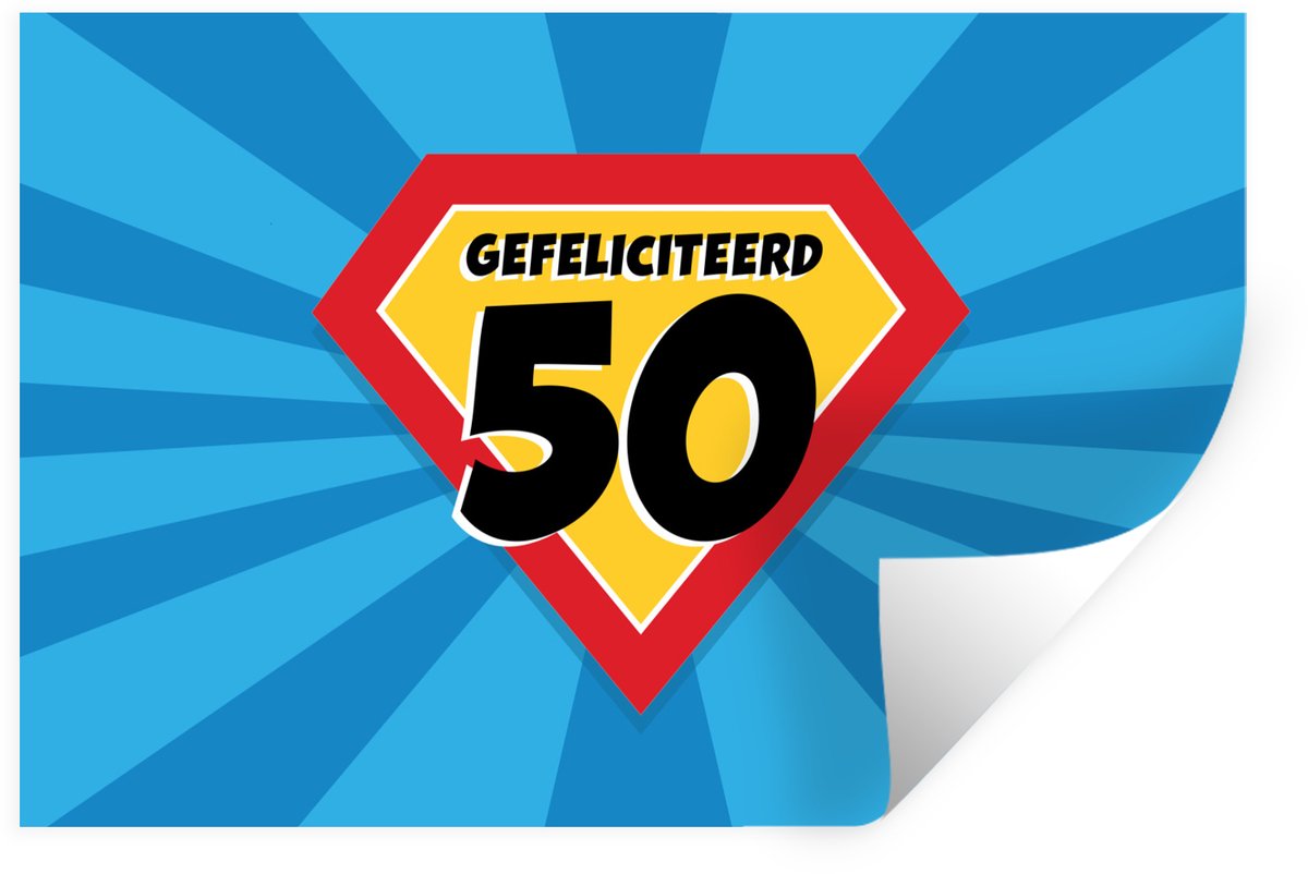 Muurstickers - Sticker Folie - Verjaardag - 50 jaar versiering - Superheldencape - 30x20 c