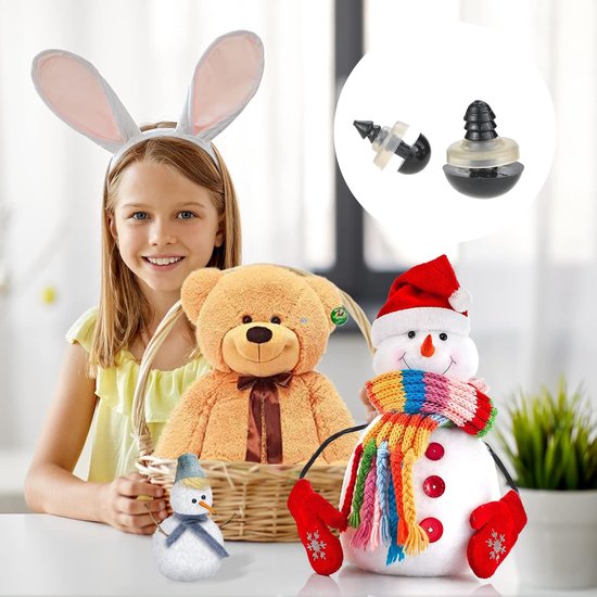 Ogen Set 120 Stuks (12–30 mm) - Zwarte Poppen Ogen met Sluitringen voor Amigurumi, Teddyberen, Knuffels en DIY Poppen Maken — afbeelding 4