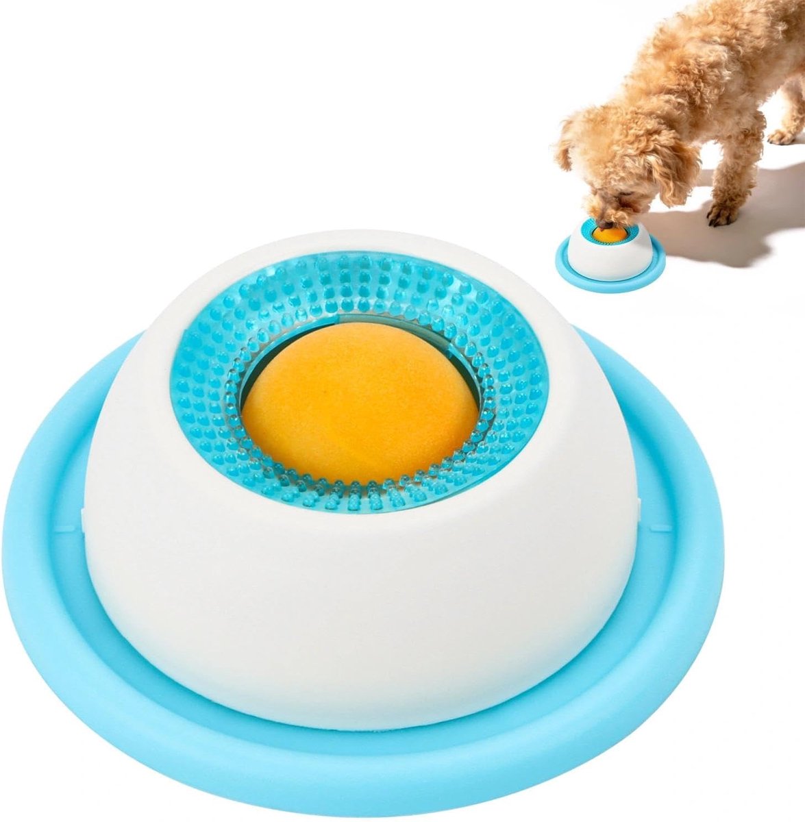lick bowl voor honden, nat voer, lick pad, sleepbal honden met antislipmat, likt voerbak met geïntegreerde draaibal, likspeelgoed voor honden, interactief hondenspeelgoed