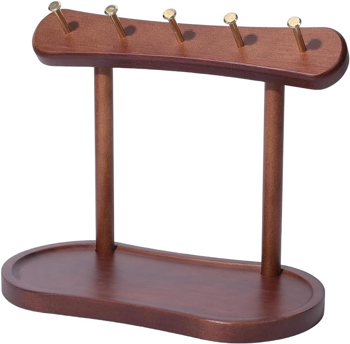 1 stuks houten sleutelhouder met dienblad, houten sleutelstandaard, houder, dienblad, houten sleutelhouder met 5 haken, entree, tafel, sleutelstandaard
