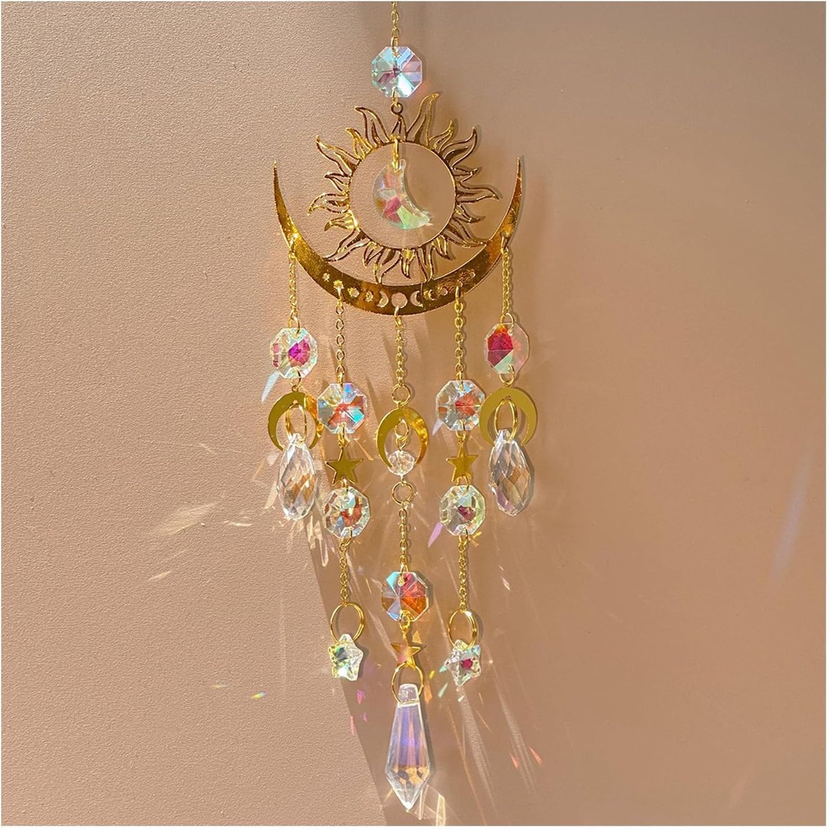 Zonnevanger, kristal, vuurmaan hanger, hangende decoraties, glanzende kristallen hanger, suncatcher, windgong, kristallen prisma, lichtvanger, decoraties voor ramen, deuren, tuinen