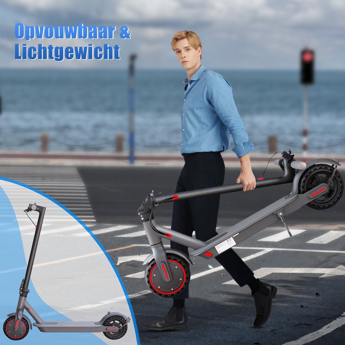 LADPED LP80 Elektrische Step Voor Volwassenen – 350W – 25 km/u – 36V 10.5AH – 25 km – 8.5'' – Dubbele Remsysteem – Met App – foto 7