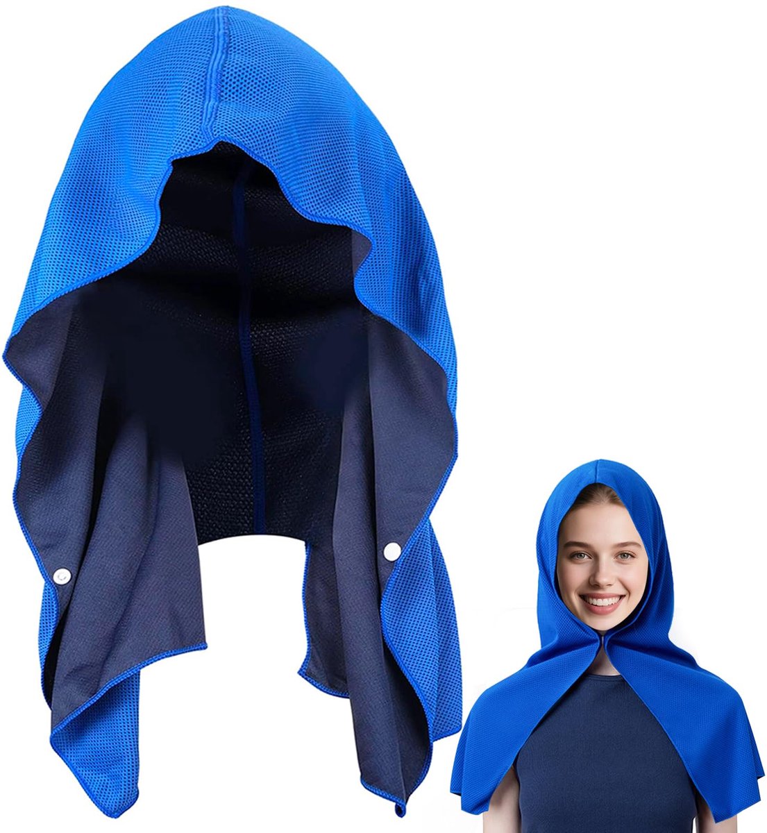 Handdoek, microvezel, hoofddoek, sportbandana, verkoelende hoodie-handdoek, koelhanddoek, sneldrogende verkoelende handdoeken voor hals en gezicht, voor sport, camping, strand, outdoor (A)