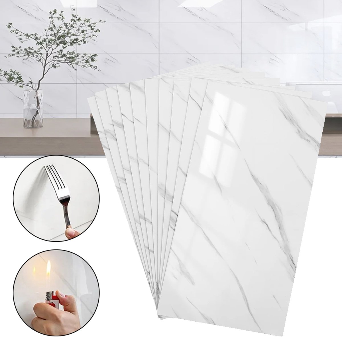 10 Stuks Zelfklevende Achterwand - Keuken Douche Muurstickers - Marmeren Zelfklevende Tegels - Wandpanelen Voor Keuken En Badkamer