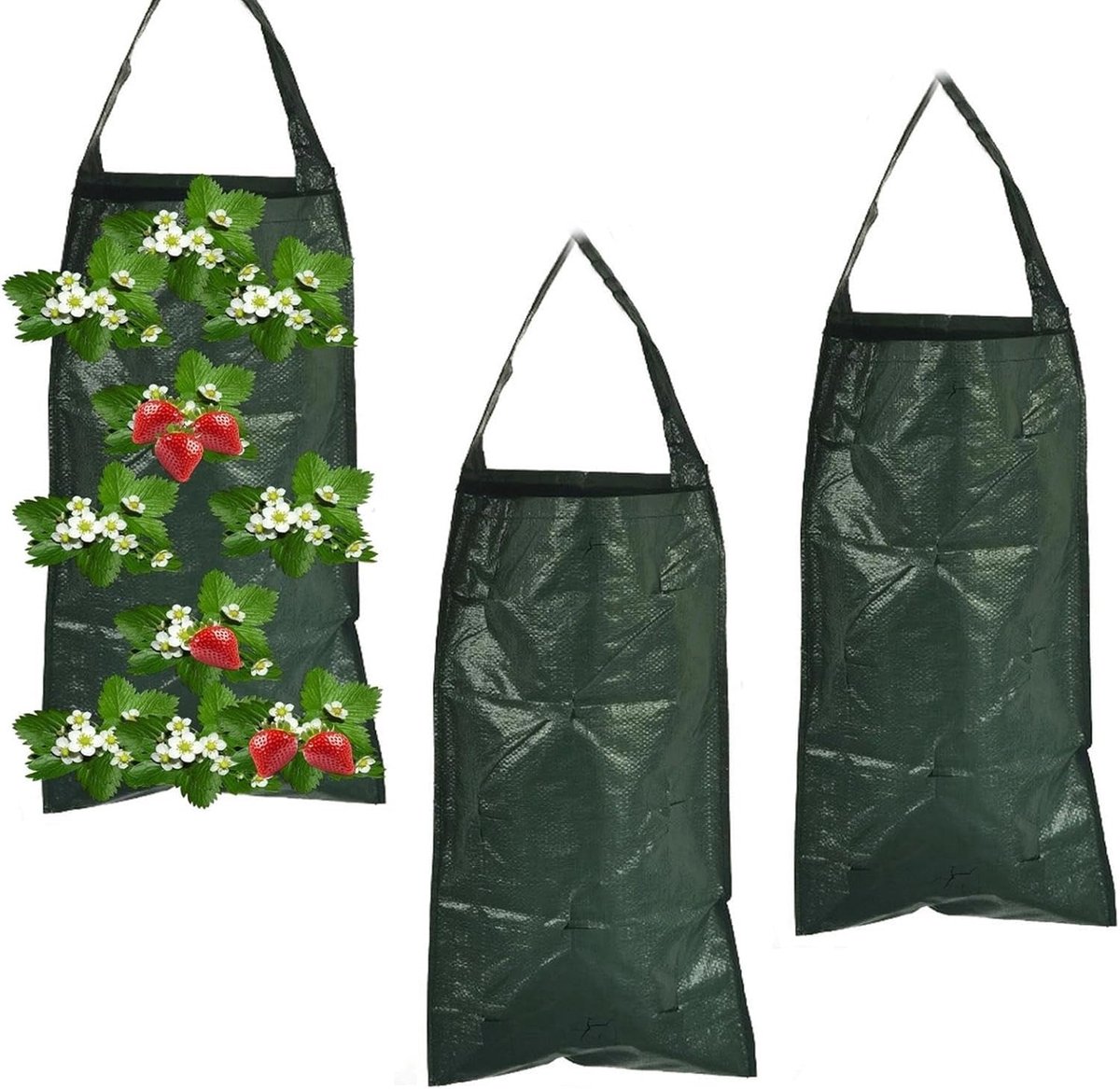 Plant Bags – Set van 3 met 8 gaten voor aardbeien, tomaten en groenten, duurzaam en herbruikbaar