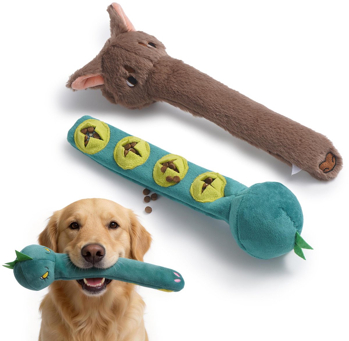 2 stuks piepspeelgoed voor honden, agressief kauwspeelgoed voor honden, Crinkle verstoppertje voor grote honden, Playground wilde dieren serie
