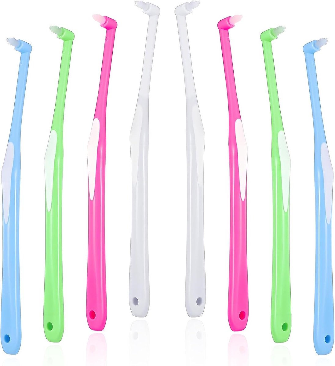 Set van 8 orthodontische tandenborstels voor gedetailleerde reiniging en bracketverzorging