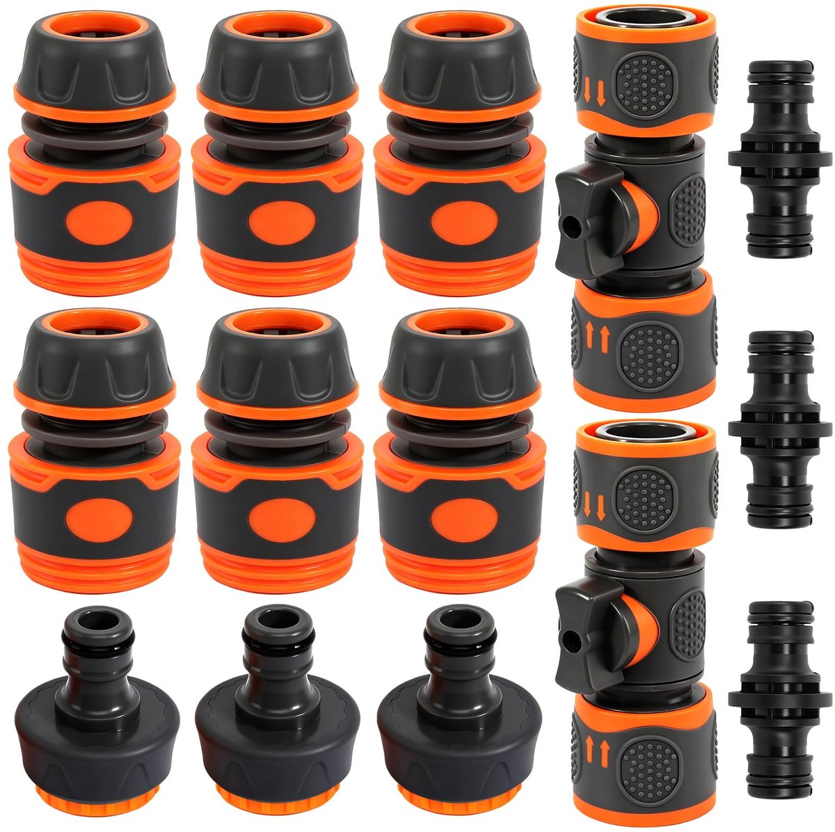 prota Tuinkoppeling 1/2 inch, 14 stuks slangaansluiting 1/2 inch, 6 slangkoppelingen, 5 koppelingen, 3 kraanverbinders, tuinslangverbinder voor slangverlenging en wateraansluiting tuin