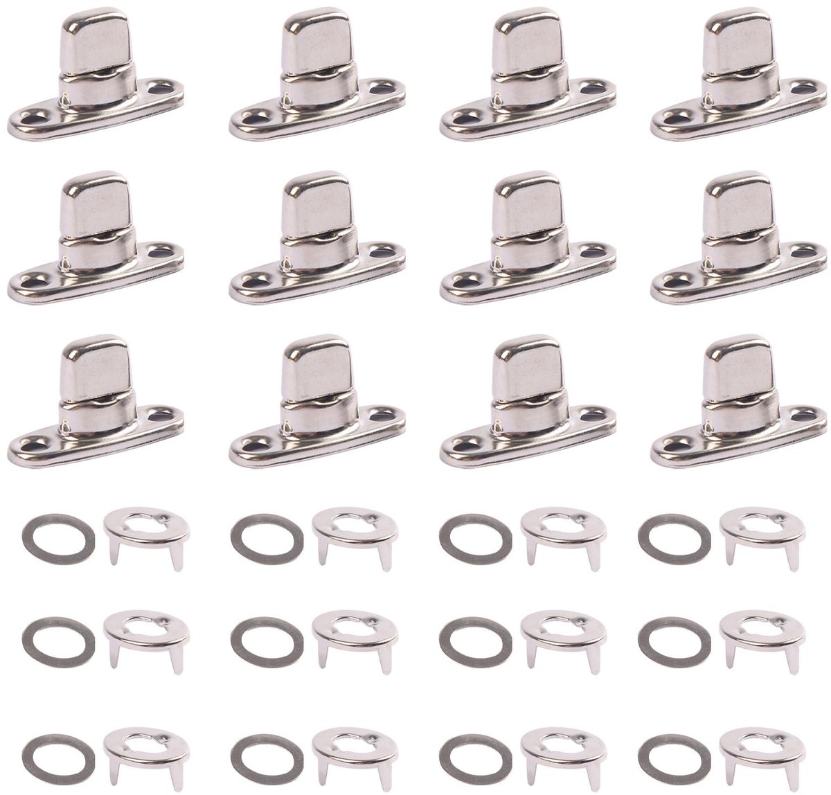 12 sets draaisluitingen zinkleegering 30 x 20 mm voor ronde ogen dekzeil, sluiting met zakbevestiging