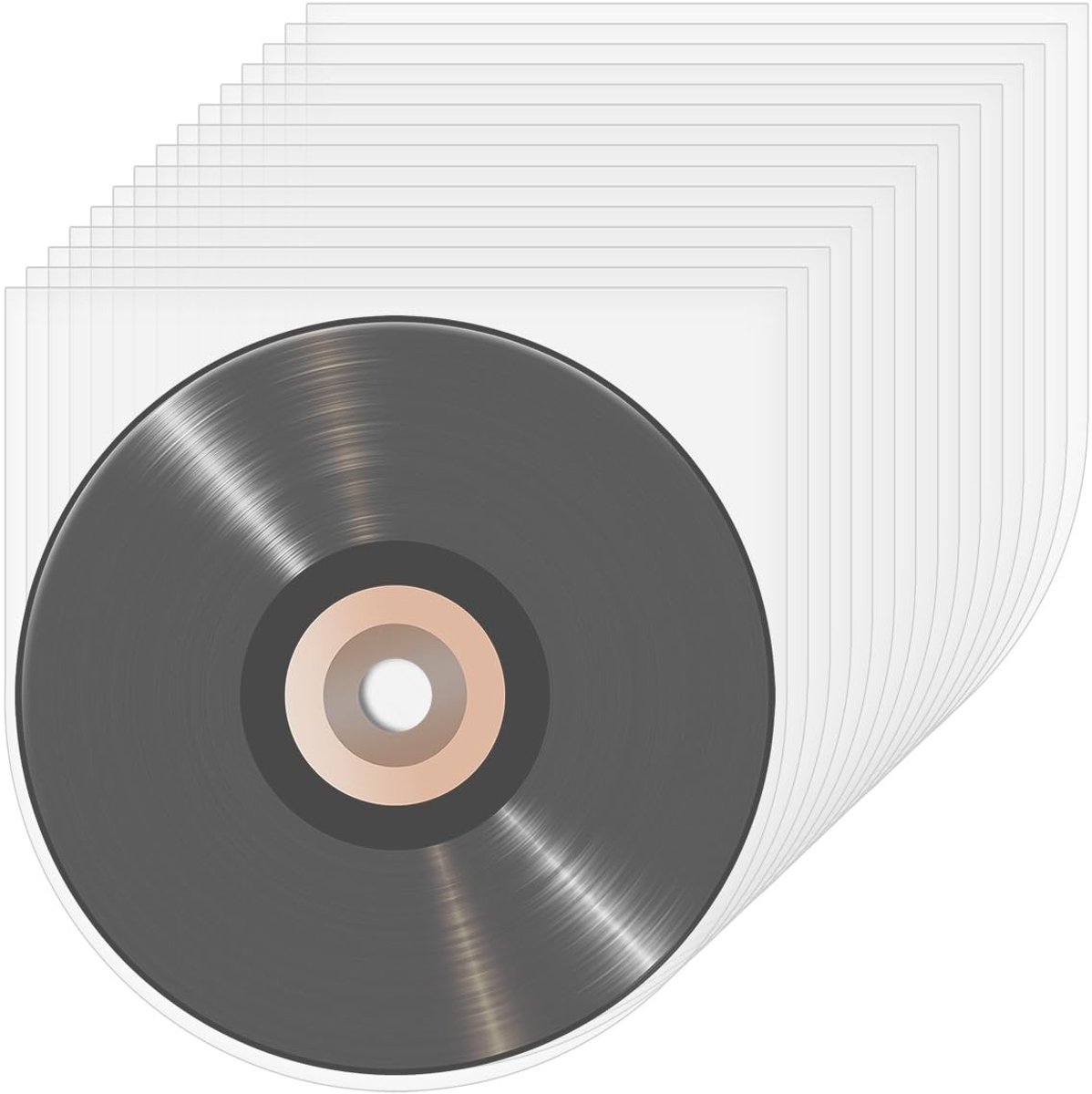 Dailygoods - 50 stuks vinylplaten binnenhoezen 30,5 cm (12 inch), afrondingen voor grammofoonplaten, semitransparant, antistatisch vinyl mouwen, optimale LP-bescherming voor 30,5 cm (12 inch