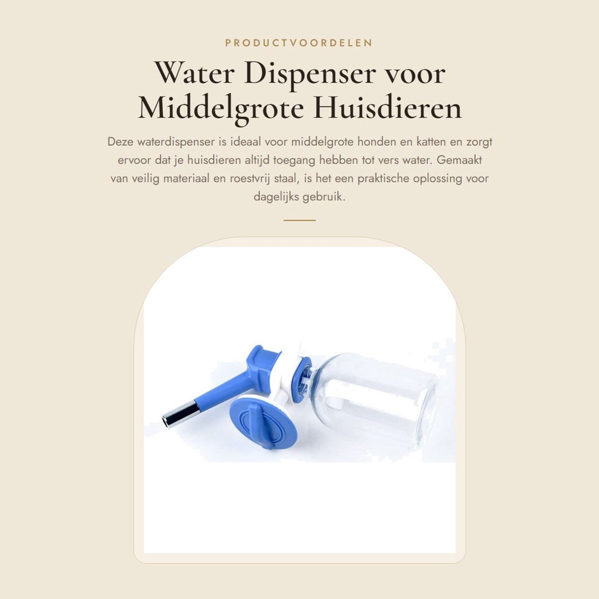 Dailygoods- Waterdispenser met Nozzle - Geschikt voor Honden/Katten - Roestvrij Staal - Eenvoudig te Installeren - Vervangbare Flessen - Veiligheidsmateriaal - Dierenwaterfles