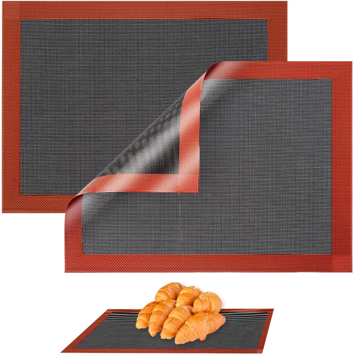 Dailygoods - Siliconen Bakmat, 40 x 30 cm, 2 Anti-Aanbak, Duurzame en Herbruikbaar, Antislip, Voor Oven en Magnetron