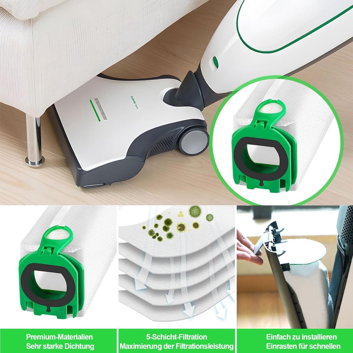 Dailygoods- Stofzuigerzakken 10 Stuks - Vervangende Zak voor Vorwerk Kobold VB100 - Filterzakken - 3-Laags Vezelfilter - Compatibel met Kobold VB100