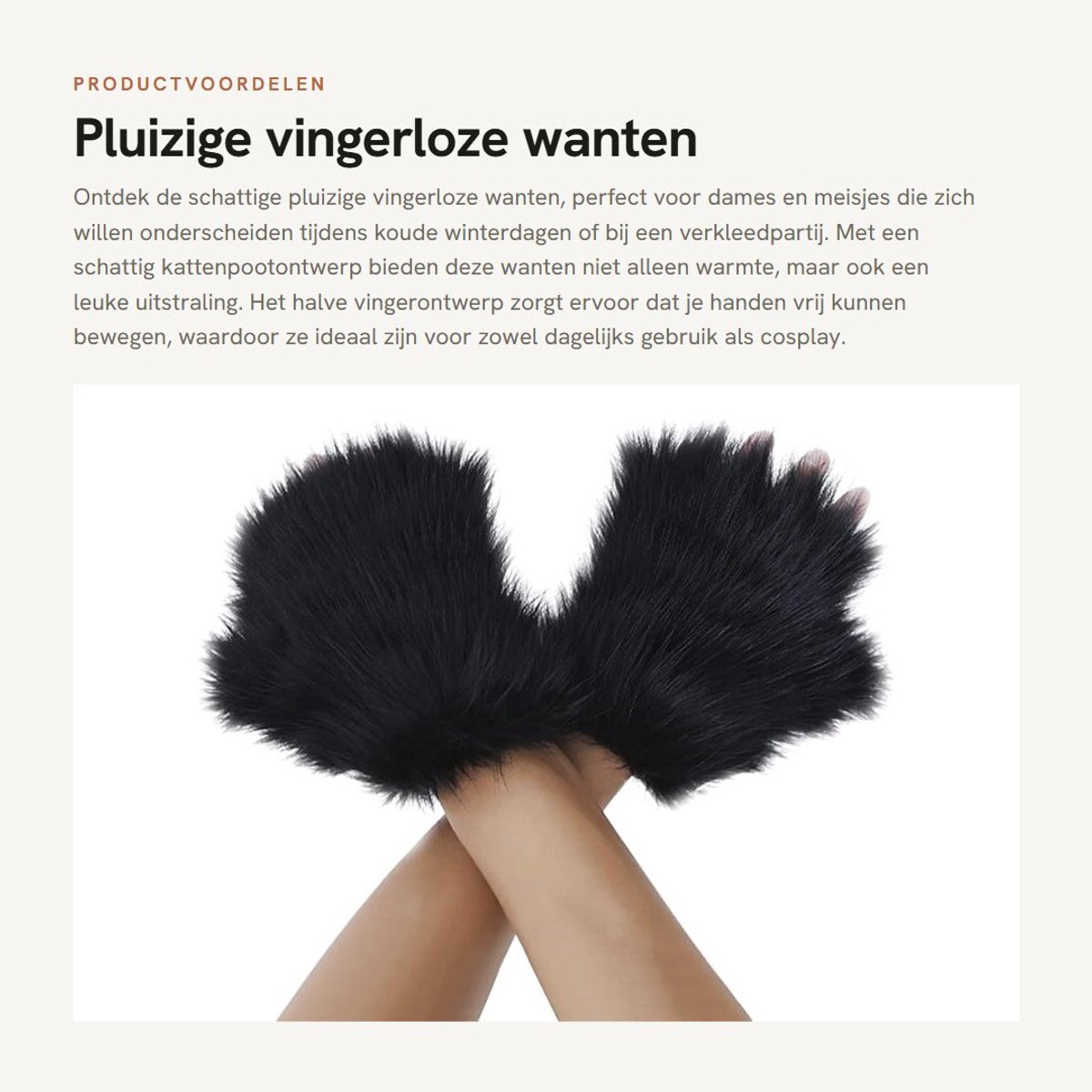 Dailygoods- Vingerloze Wanten Schattig Kattenpootontwerp - Winterhandschoenen - Dames/Kinderhandschoenen - Cosplay Accessoire - Koraalfleece/Pluche - Zacht en Comfortabel - Handschoenen