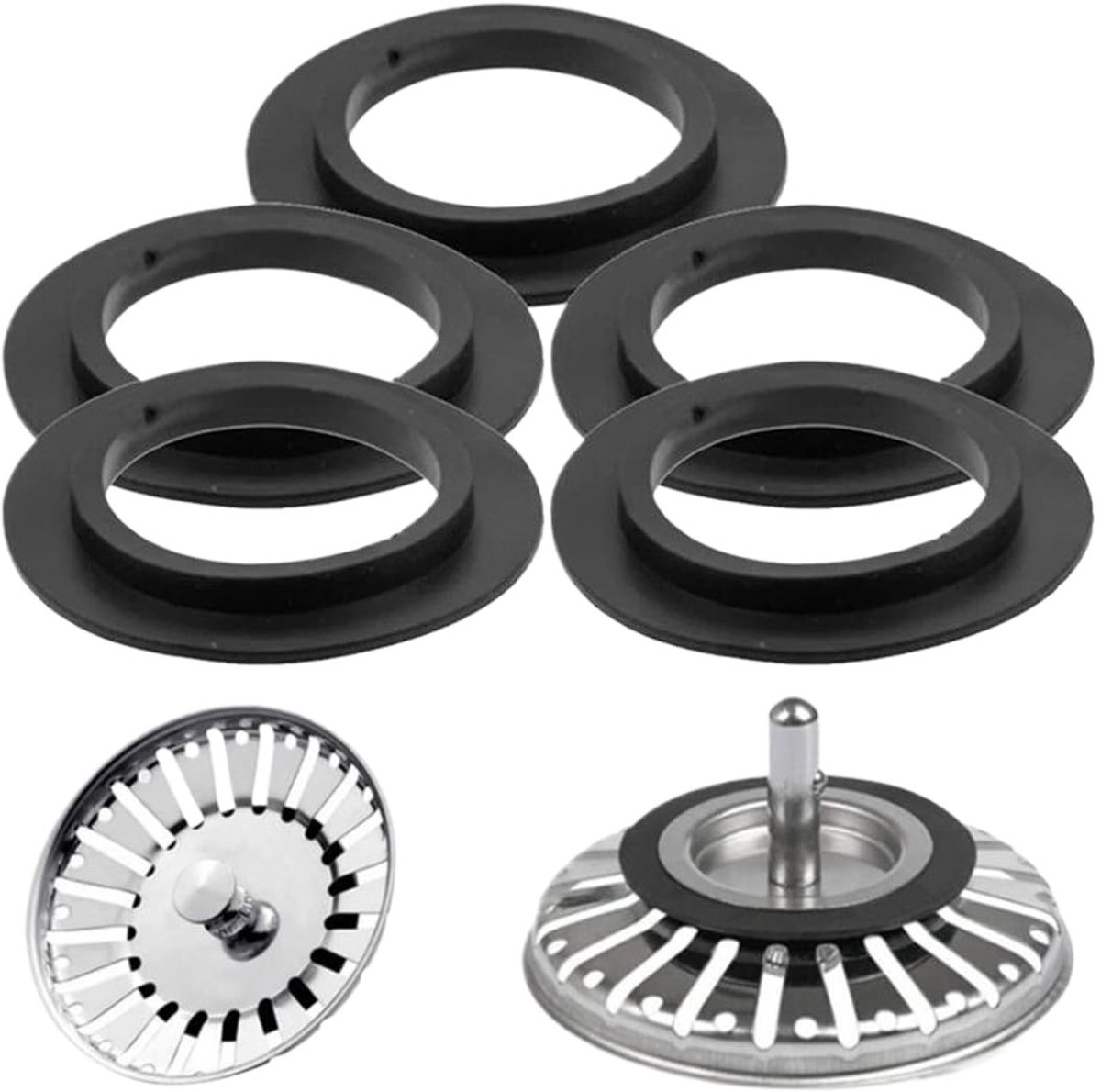 Dailygoods- Zeefafdichtingen Set van 5 - Afdichtringen voor Keukenspoelbak - Afvoerafdichting - Ventielafdichting - Hoogwaardig Rubber - Duurzaam en Betrouwbaar