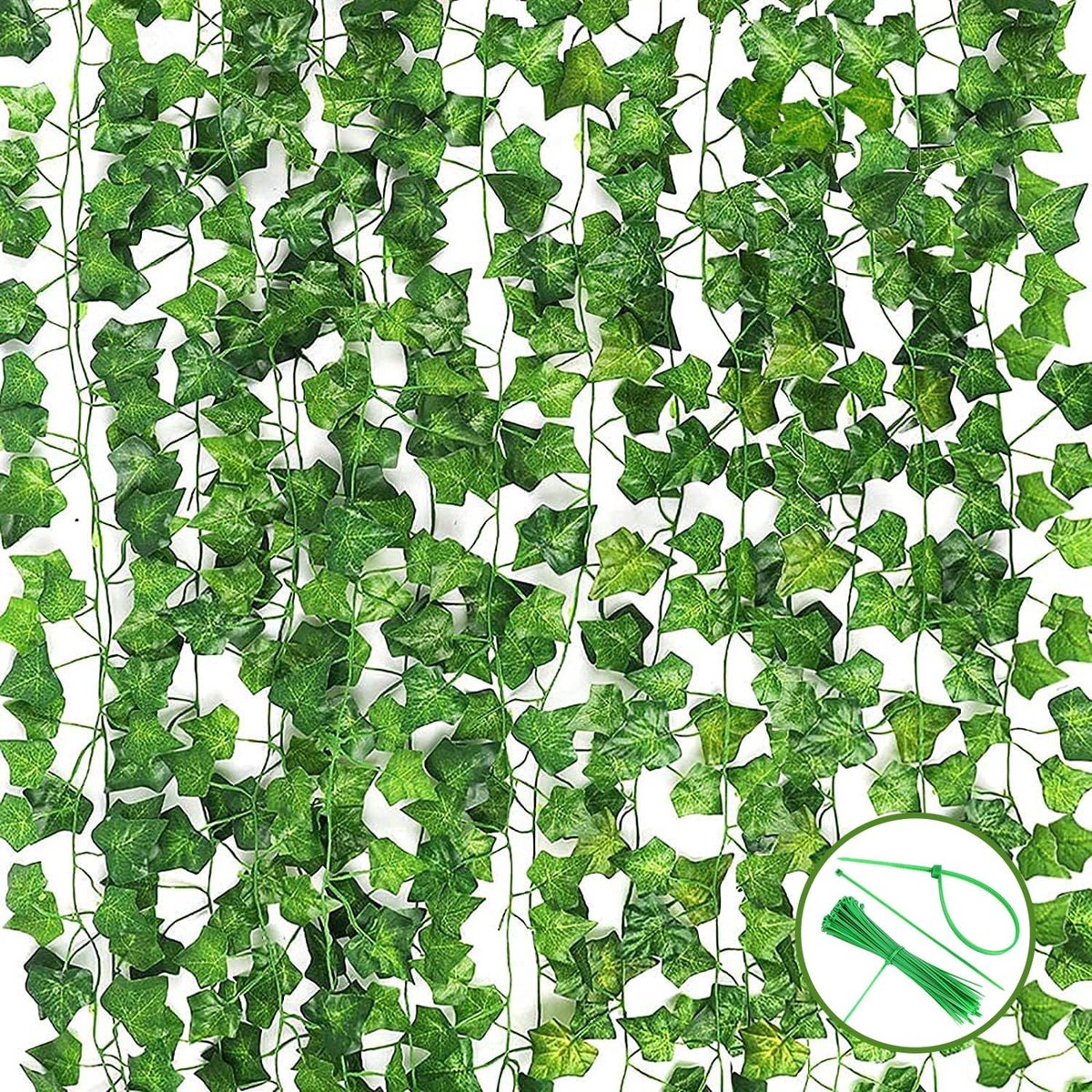 Dailygoods- Kunstklimop 12 Stuks - Kunstplanten Slinger - Decoratie Voor Binnen/Buiten - Bruiloft/Kantoor - Stevig/Instapklaar - Mooi Groen Effect - Nepplant