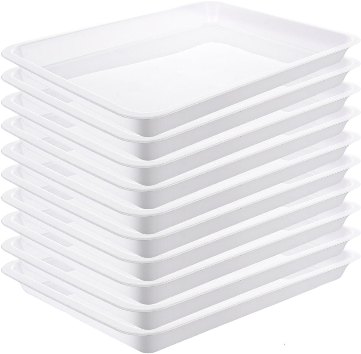 Dailygoods- Dienblad Rechthoekig - 10 Stuks - Kunststof - Antislip - 34,5 x 25,3 x 3,2 cm - Duurzaam - Lichtgewicht - Activiteitentablet