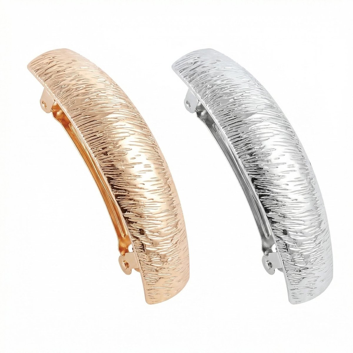 Dailygoods- Haarspeldjes 2 Stuks - Franse Haarspelden - Retro Haaraccessoires - Automatische Haarclips - Goud/Zilver - Duurzaam Metaal