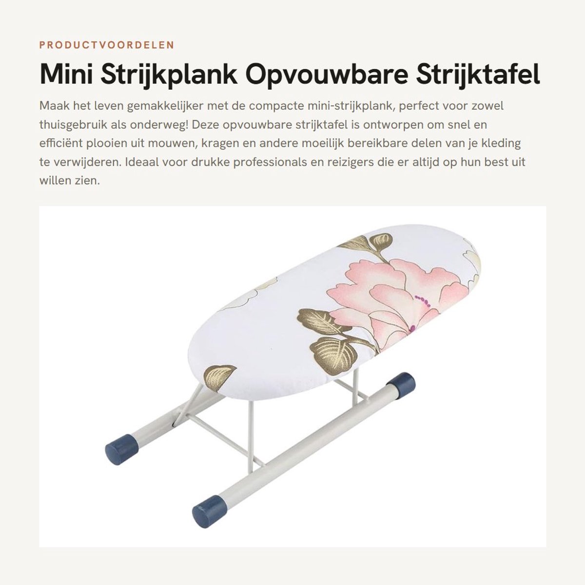 Dailygoods- Strijkplank Mini - Opvouwbaar - Ruimtebesparend - Voor Mouwen/Kragen - Katoenen Doek - Afmetingen 26,5 x 10,5 x 8,5 cm - Strijktafel