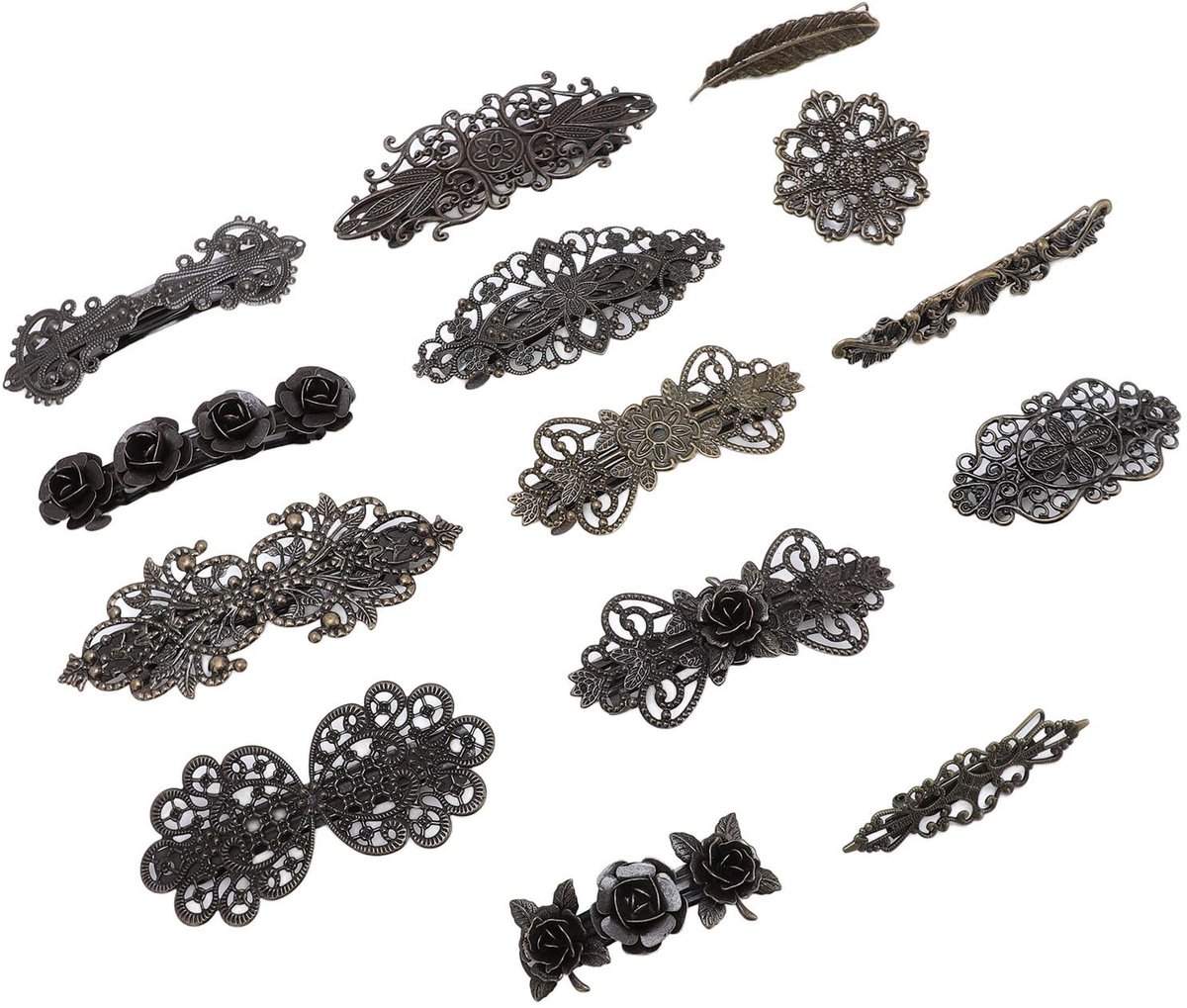Dailygoods- Bloemenhaarclips Elegante Vintage - Haaraccessoires Vrouwen - Lichtgewicht - Gemaakt van Legering - 14 Stuks - Perfect voor Bruiloften
